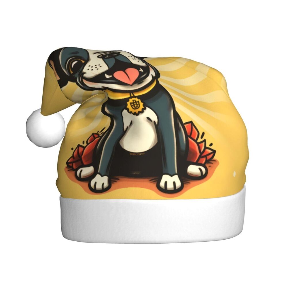5557 Boston Terrier Christmas Hat Adults, Santa Hats, Holiday Hat